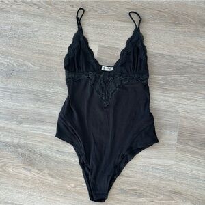 Intimately free people prima black lace v-neck bodysuit